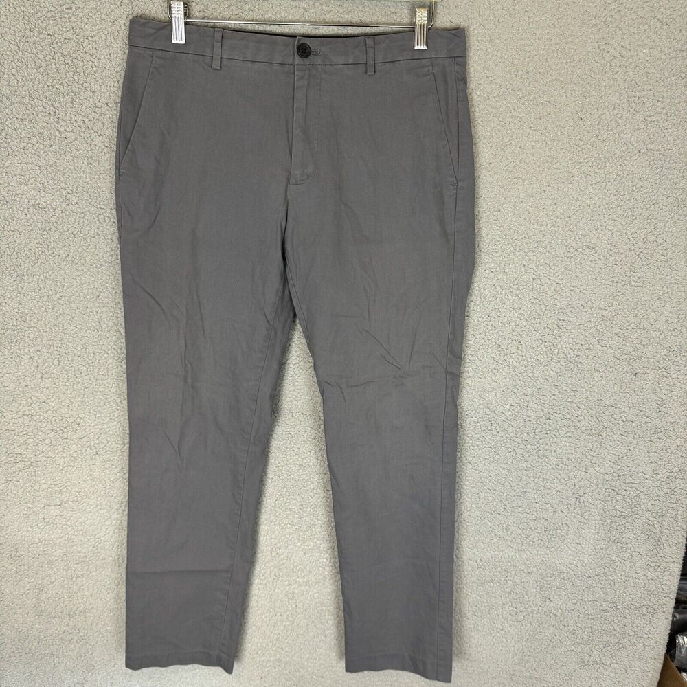 Bonobos Pants Men's 33x30 Grey Slim Cotton Blend Flat Front Casual Drawstring